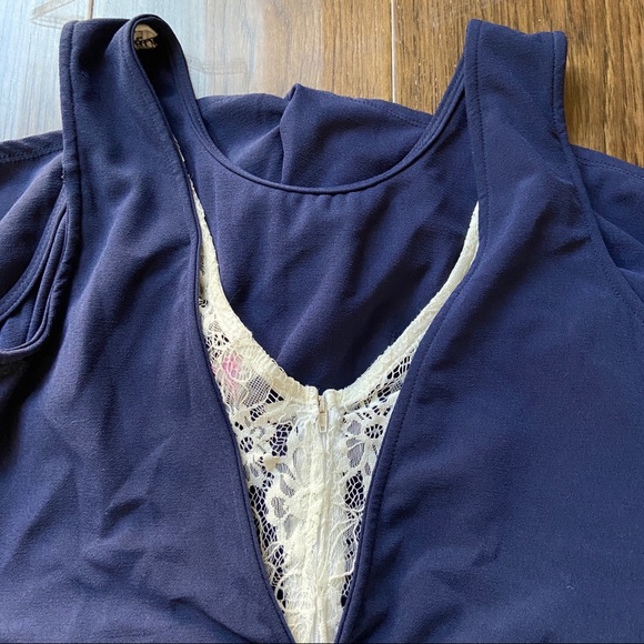 LOVE REPUBLIC Blue Open Back Lace Romper - Picture 5 of 7